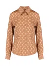 Marine Serre Moon Satin Button Down Shirt Clothing In Brown