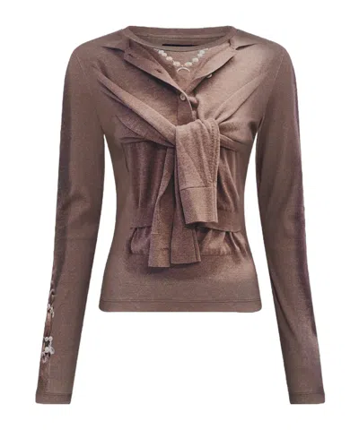 MARINE SERRE MARINE SERRE TIE DETAILED KNIT SWEATER