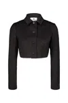 Marine Serre Moon Diamant-jacquard Cropped Jacket In Black