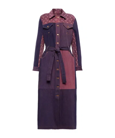 Marine Serre Colorblocked Denim Coat In Multi
