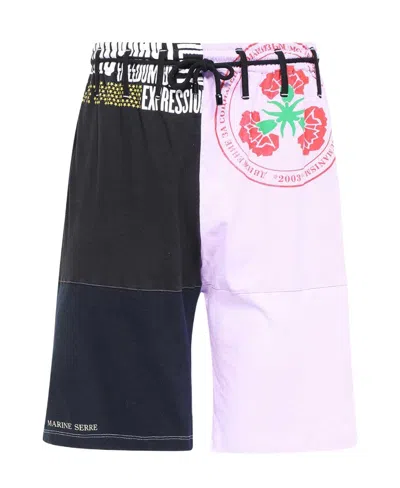 Marine Serre Colour-block Drawstring Shorts In Black