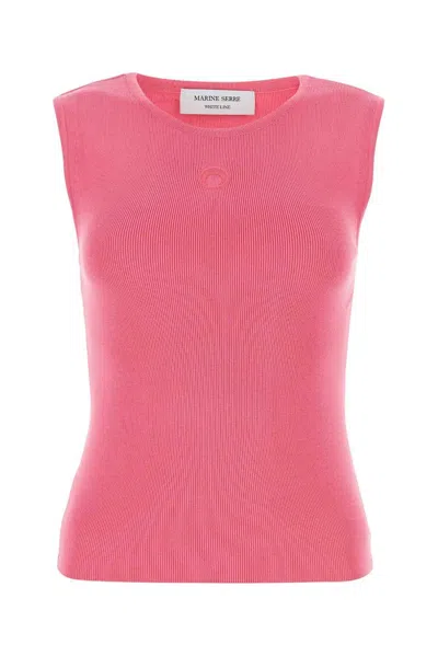 Marine Serre Core Sleeveless Knitted Tank Top In Pink