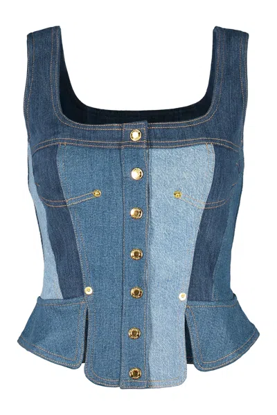 Marine Serre Corset Top In Blue
