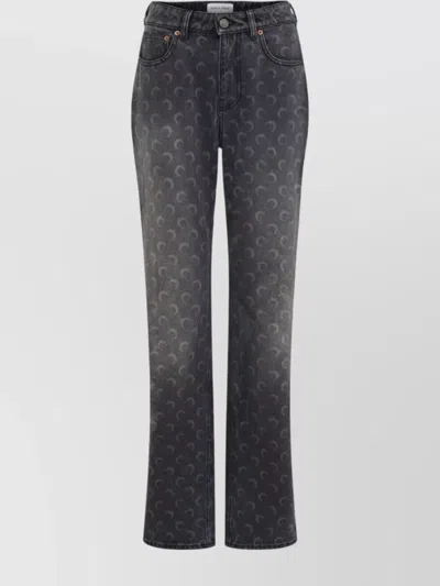 MARINE SERRE COTTON JEANS WITH MOON PRINT AND POCKETS