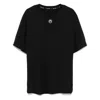 Marine Serre Black Crewneck T-shirt With Logo Embroidery On The Front And Logo Patch On The Rear