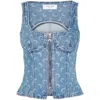 Marine Serre Crescent-moon-print Denim Top