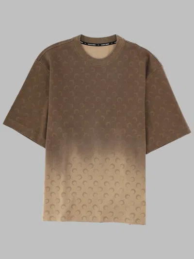 Marine Serre Cotton T-shirt For Men - Ss26 Collection In Brown