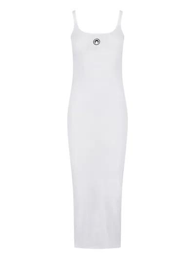 Marine Serre Cotton-blend Jersey Dress In White