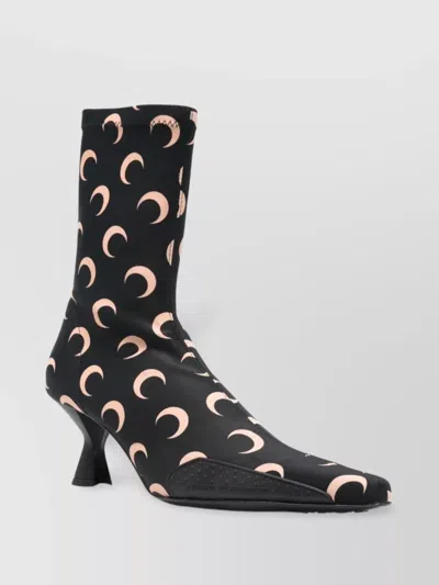 MARINE SERRE CRESCENT MOON ANKLE-LENGTH SCULPTED HEEL BOOTS