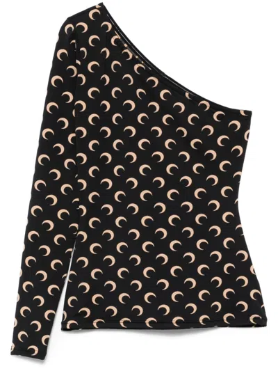 Marine Serre Crescent Moon Asymmetric Top In Black