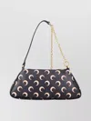 Marine Serre Crescent Moon Canvas Shoulder Bag In Black