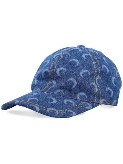 Marine Serre Moon Denim Baseball Cap In Blue