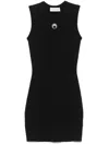 Marine Serre Fitted Black Mini Dress With Circular Emblem In Black
