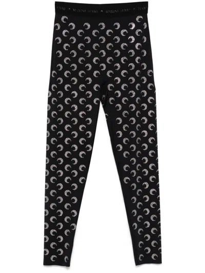 Marine Serre Crescent Moon-embellished Leggings In Black