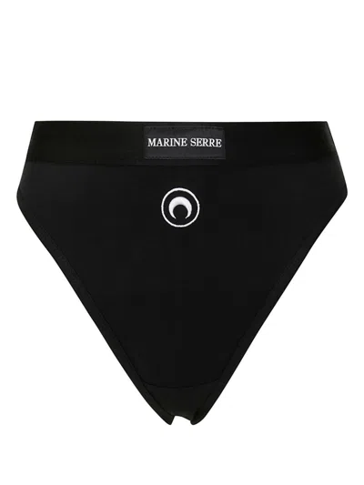 Marine Serre Black Organic Cotton High Waisted Briefs