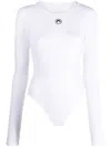Marine Serre Crescent Moon-embroidered Cotton Bodysuit In Wh10