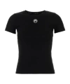Marine Serre Ribbed Crew Neck Cotton T-shirt Slim Fit In Black