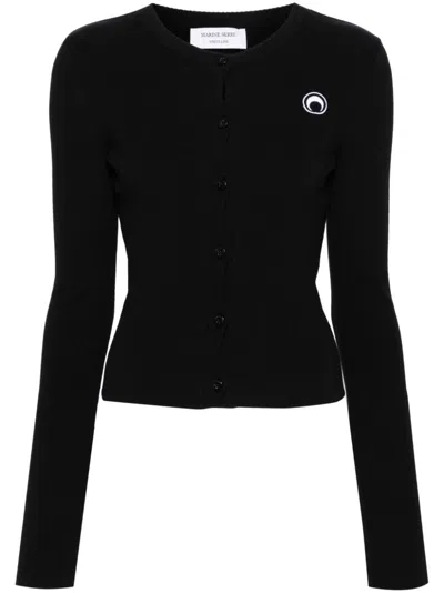 MARINE SERRE CRESCENT MOON-EMBROIDERED KNITTED CARDIGAN