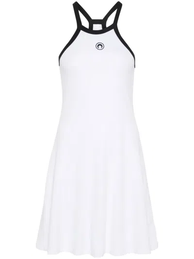 Marine Serre Moon Embroidered Sleeveless Dress In White