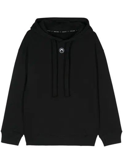 Marine Serre Crescent Moon-embroidery Hoodie In Black