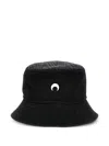 Marine Serre Logo-embroidered Cotton Bucket Hat In Black