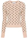 Marine Serre Beige Crewneck T-shirt With All-over Crescent Moon Print In Neutrals