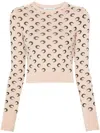 Marine Serre Women Moon Jacquard Knit Fitted Sweater In Brown