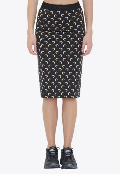 Marine Serre Crescent Moon Jersey Skirt In Black