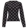 Marine Serre Crescent Moon Knitted Long Slevee Sweater Top In Black