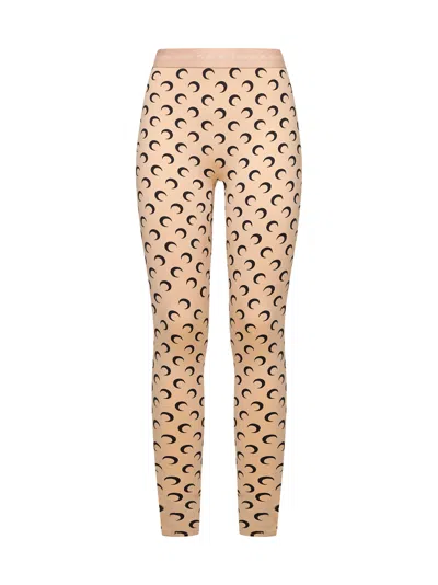 Marine Serre Crescent Moon Lycra Leggings In Brown