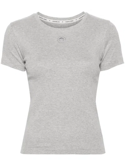 Marine Serre Crescent Moon Organic-cotton T-shirt In Grey