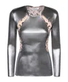 Marine Serre Crescent Moon-print Panneled T-shirt In Gray