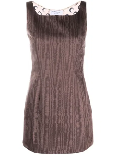 Marine Serre Crescent-moon Panelled Minidress In Brown