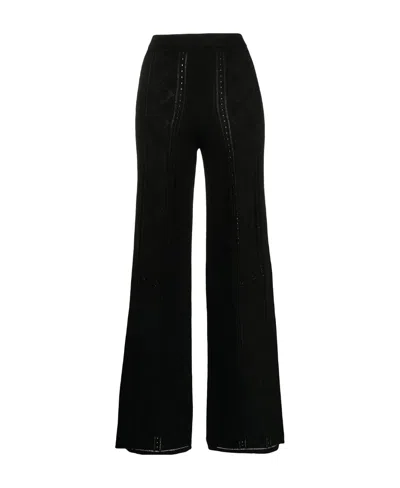 Marine Serre Crescent Moon-pattern Wide-leg Trousers In Black