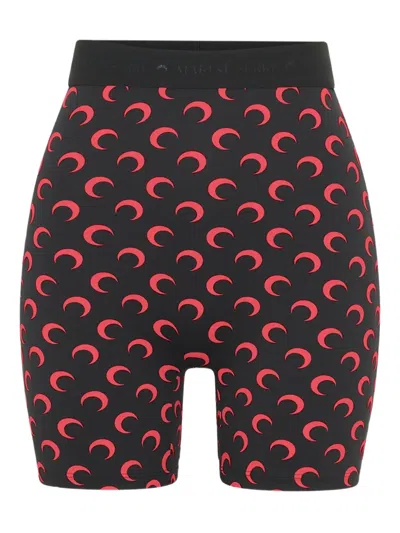 Marine Serre Crescent Moon-print Biker Shorts In Black