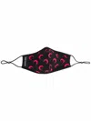 Marine Serre Black And Red Crescent Moon Print Face Mask In 黑色