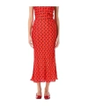 Marine Serre Crescent Moon-print Satin Midi Skirt In Red