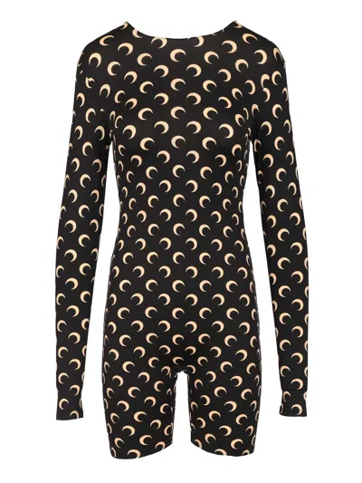 Marine Serre Crescent Moon Print Jumpsuit Trousers Black