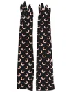 Marine Serre Regenerated All Over Moon Print Gloves In Black