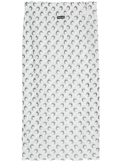 Marine Serre Crescent-moon-print Midi Skirt In Weiss