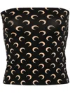 Marine Serre Moon Print Jersey Tube Top In Black