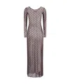 Marine Serre Brown Moon-print Mesh Maxi Dress In Gray