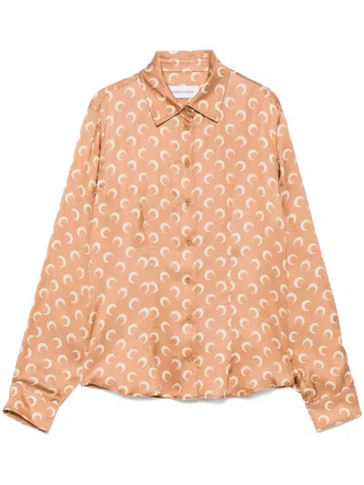 Marine Serre Crescent Moon-printed Shirt In Brown