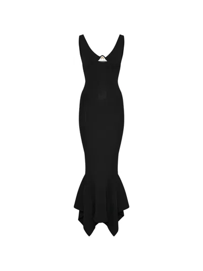 Marine Serre Crescent Moon Ribbed Knit Dress In Black