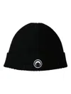 Marine Serre Crescent Moon Ribbed Wool Beanie In Black