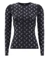 Marine Serre Black Recycled Moon Strass Jersey Second Skin Crewneck T-shirt In Black