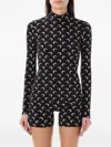 Marine Serre Long Sleeve Turtleneck Printed Blouse In Black