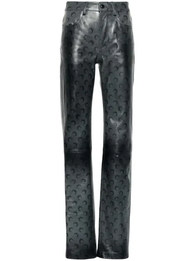 MARINE SERRE CRESCENT MOON TROUSERS - WOMEN'S - LAMB SKIN/VISCOSE/COTTON