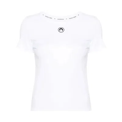 Marine Serre Crescent Moon-embroidery T-shirt In White