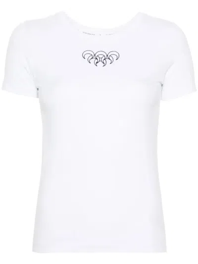 Marine Serre Crescent Moon-embroidery T-shirt In White